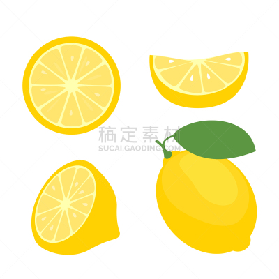 清新,水果,柠檬,白色,分离着色,部分,块状,简单背景,收集,捆