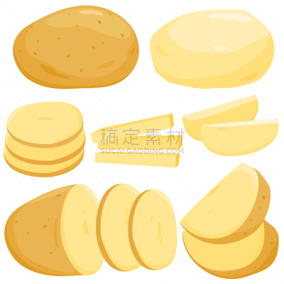 去皮的,马铃薯,完整,矢量,绘画插图,农业,蔬菜,碳水化合物,食品,食品杂货