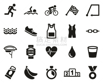 计算机图标,体育比赛,铁人三项,设备用品,黑白图片,巨大的,布置