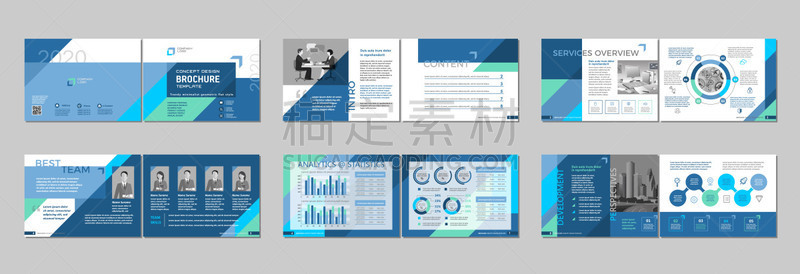 模板,小册子,里面,创造力,书页,商务,文件,目录,平铺
