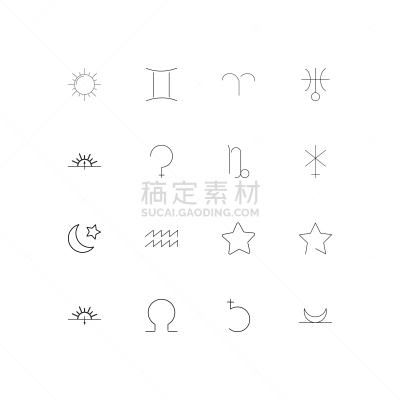轮廓,直的,星座,计算机图标,水瓶座,斯尔瑞兹,白羊座,图像,矢量,天王星