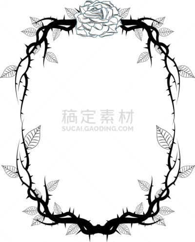 枝,叶子,乡村风格,荆棘,分离着色,轮廓,自然,华丽的,装饰,复古