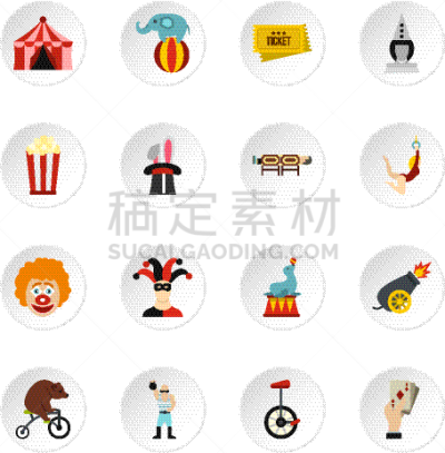 马戏团,分离着色,可爱的,图像,象,爆米花,帐篷,收集