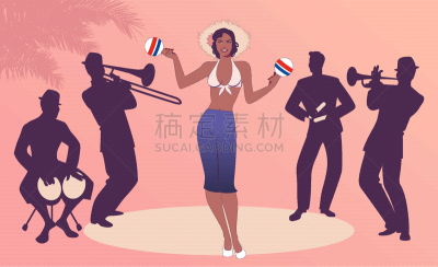 自然美,舞蹈,进行中,沙球,拉丁文,四个人,乐队,梅伦格舞,夏天,休闲