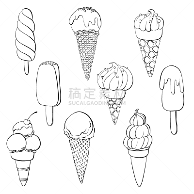 冰淇淋,清新,因纽特人,图像,矢量,水果,草图,乱画,食品,美味