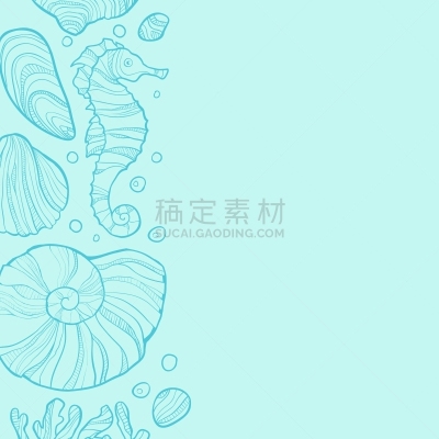 海马,贝壳,岩石,背景,自然,文字,图像,海洋,壁纸,装饰