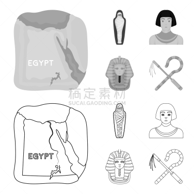 黄金,埃及,平衡折角灯,防护面罩,分离着色,轮廓,坟墓,木乃伊化的,收集