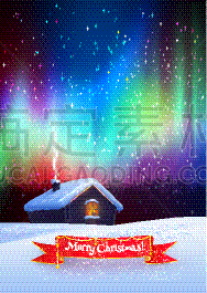 绘画插图,夜晚,冬天,矢量,地形,贺卡,圣诞装饰物,卷,雪,极光