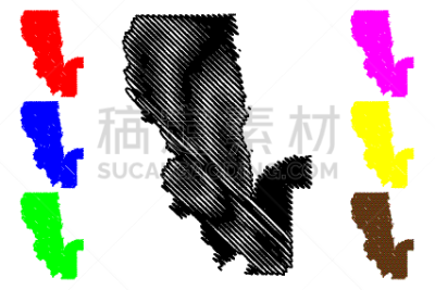 加利福尼亚,国内著名景点,边界,现代,尤巴,草图,城市,剪影