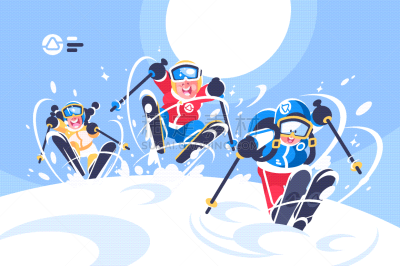 儿童,幸福,滑雪运动,平坦的,运动,霜,雪,小的