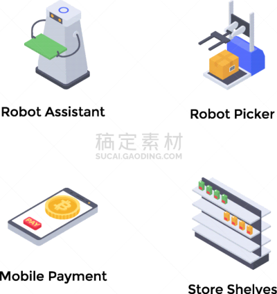 超级市场,矢量,拟人的,仓库,网上支付,图像,支架,移动支付,机械手