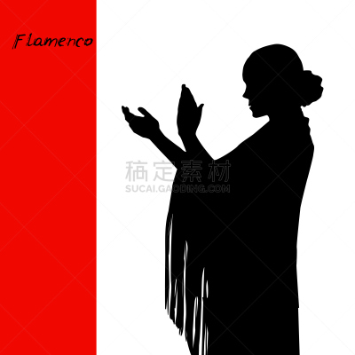 舞蹈,弗拉明戈舞,分离着色,女性,矢量,女人,黑色,侧面像,剪影