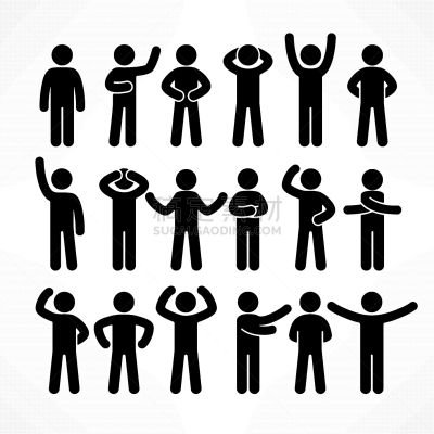 简笔人物画,人,男人,简单,图像,棍,你好,收集