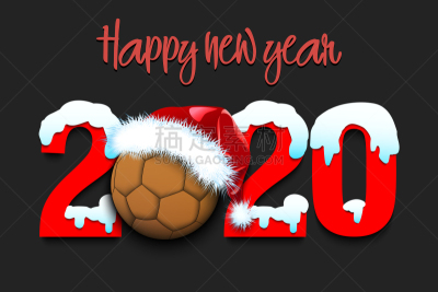 Snowy New Year numbers 2020 and handball ball