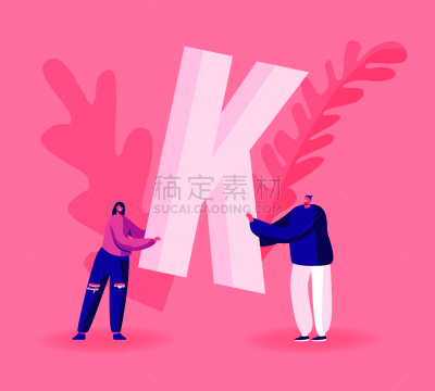 男人,概念,英文字母k,巨大的,拿着,矢量,手,绘画插图,字体,拼写