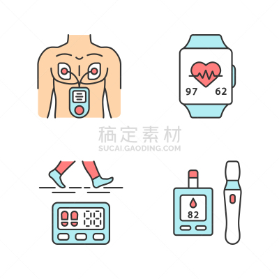 健康保健,计算机图标,彩色图片,心血管运动,脉搏图,背景分离,药,记步器,腕表,技术