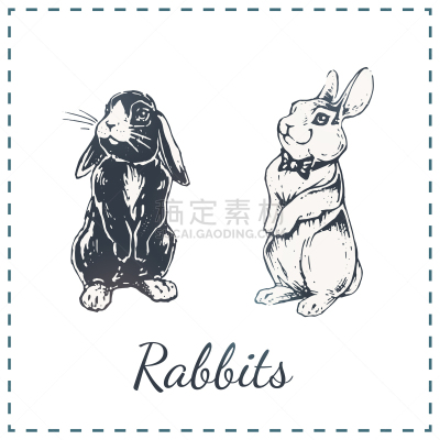 兔子,白色,分离着色,动物手,可爱的,华丽的,复活节,绘制,问候