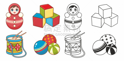 球,玩具,儿童,矢量,绘画插图,木制,进行中,设计,鼓,布置