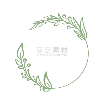 边框,绘画插图,月桂花冠,自然,草本,高雅,枝,叶子,矢量,草图