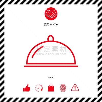 钢铁,餐馆,线图标,苗床罩,主菜餐盘,分离着色,金属,食品,烹调,吃饭