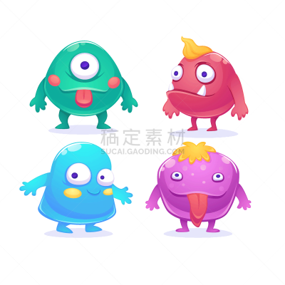 可爱的,卡通,矢量,怪物,性格,果冻,球体,计算机,休闲游戏,手机游戏