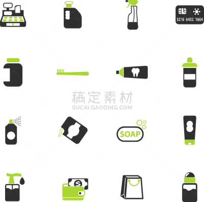 化学制品,商店,图标集,收银机,矢量,钱包,图像,除臭剂,绿色,信用卡