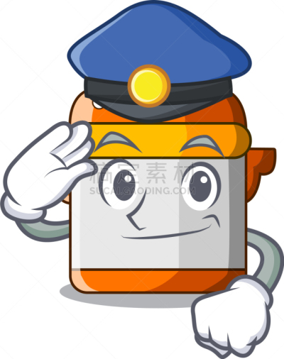 炊具,警官,性格,动画片,现代,可爱的,热,食品,技术,烹调