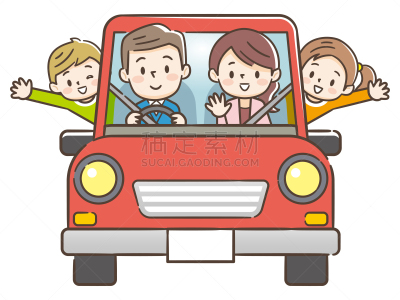 家庭,乐趣,汽车,周末活动,红色,度假,驾车