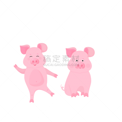 可爱的,猪,动物,幽默,卡通,农业,传统,春节,坐,站