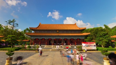 中国晴天珠海著名的新元明公园全景 延时