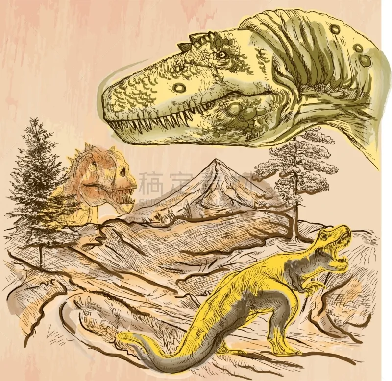 恐龙 线条画 平衡折角灯 动物手 创造力 自然 恐怖 绘制 画画图片素材下载 稿定素材