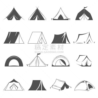 帐篷,徒步旅行,符号,分离着色,白色,自然,房屋,露营,旅游,休闲
