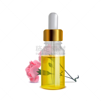 瓶子,康乃馨,香熏油,生物学,健康保健,背景分离,药,传单,花,写实