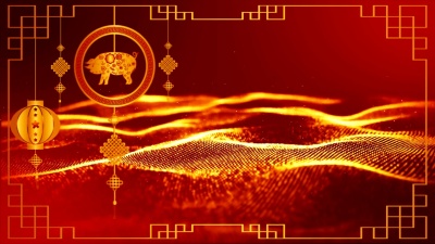 2019年中国新年运动图形背景