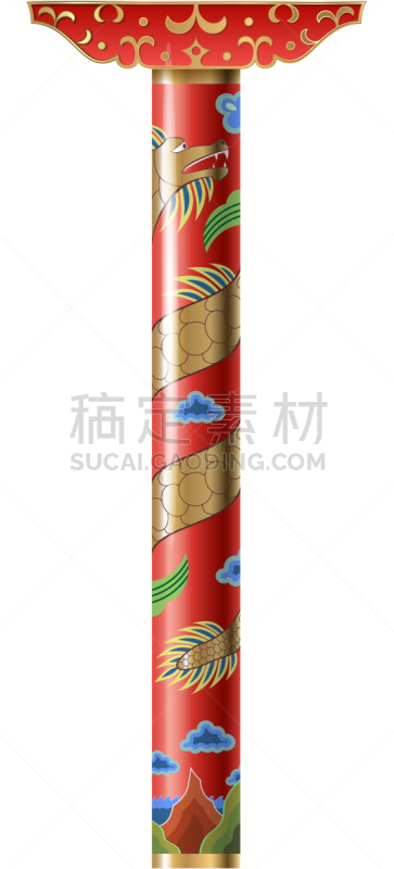 红色,柱子,分离着色,黄金,涂料,矢量,鸟居