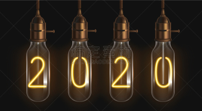 热,2020,灯丝,电灯泡,数字,里面,华丽的,暗色,光亮,James Watt