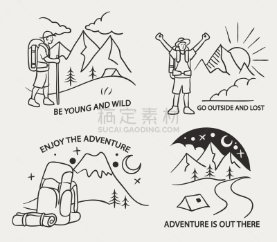 山,徒步旅行,简单,成一排,旅途,柴火,运动,信函,休闲,复古
