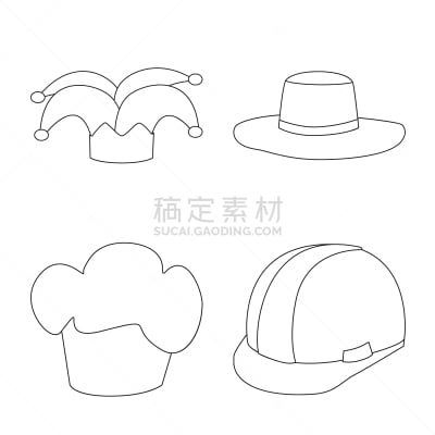 分离着色,头饰,图标集,人造物,农业,专业人员,建筑承包商,餐馆,农场,丑角