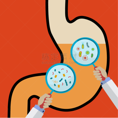 人,放大镜,拿着,胃,生物学,肠内的,健康保健,叉腰,生病