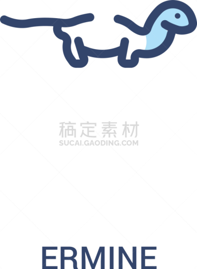 白鼬,概念,图标,线条,简单,两只动物,可爱的,直的,动物,鸟类