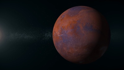 循环火星在太空中旋转