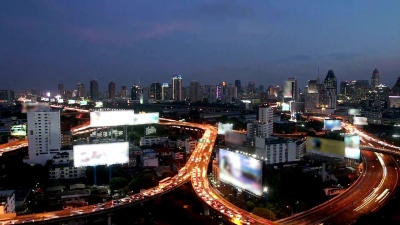 高清延时曼谷，夜间高速公路