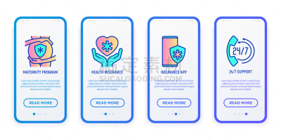 健康保健,医疗保险,细的,绘画插图,计算机图标,手机,矢量,移动应用程序,成一排,支撑