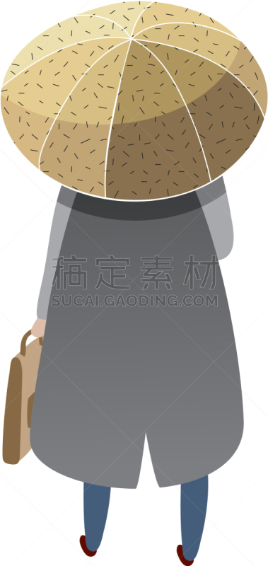 背面视角,男人,公文包,伞,华丽的,外套,天气,模板,户外,站