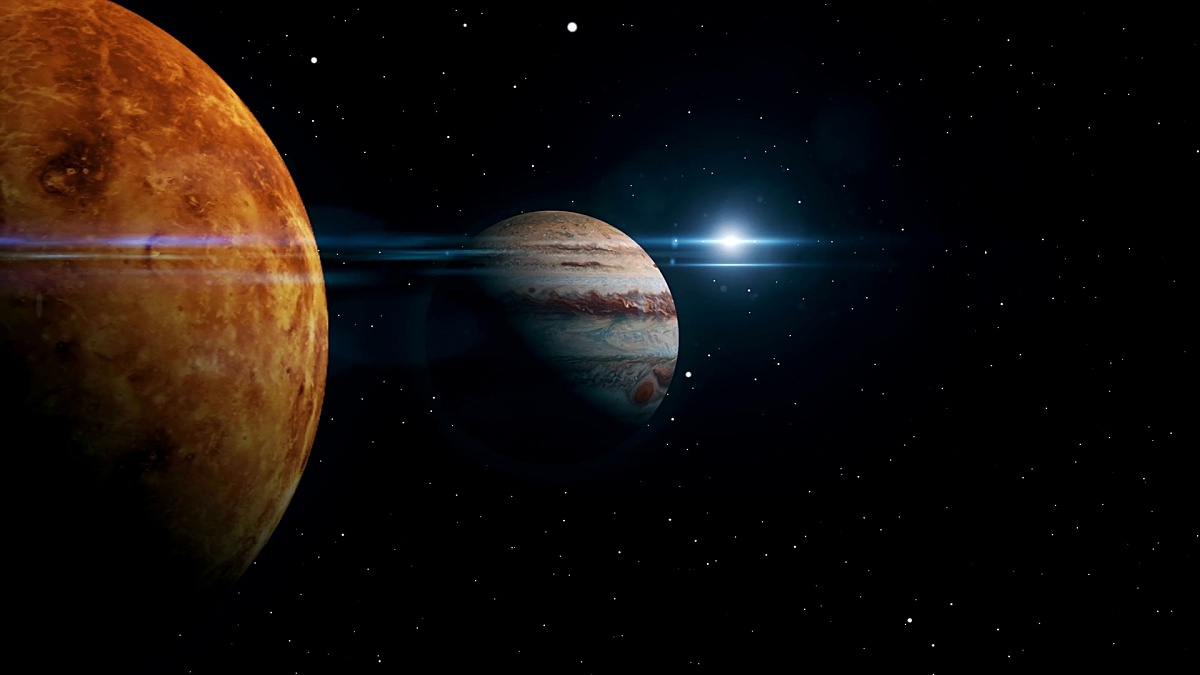 木星和金星合相3D插图