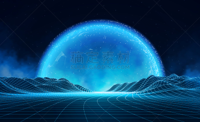 数字化显示,三维图形,绘画插图,未来,矢量,地形,抽象,星星,斑点,80年代风格