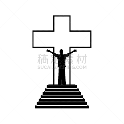 男人,十字形,复活节,图像,福音,支撑