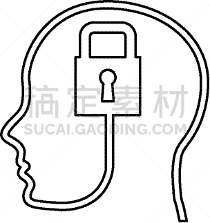 人,挂锁,侧面像,分离着色,轮廓,商务,安全,想,思考,想象