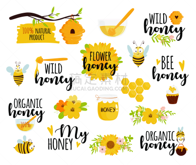 蜂箱,矢量,蜂蜜,可爱的,文字,beekeeper,图像,组物体,广口瓶,动物