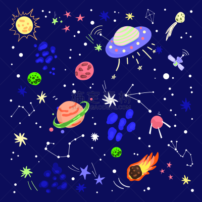 背景,卡通,太空,式样,高雅,留白,可爱的,太空船,背景分离,技术